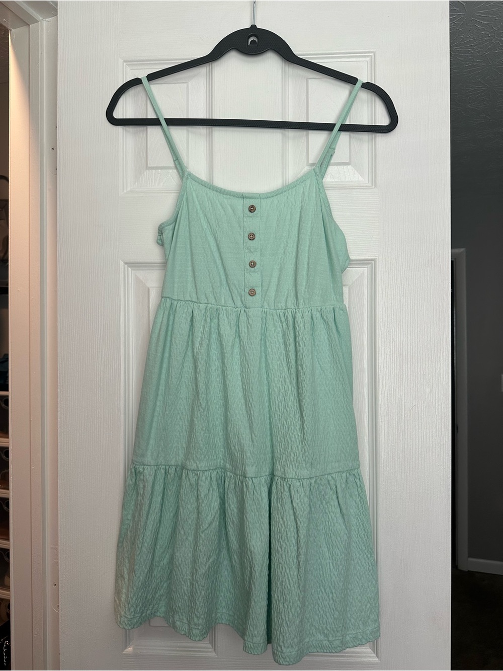 Roxy Mint Tiered Sundress with Front Buttons